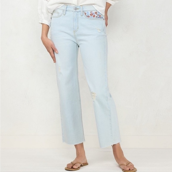 LC Lauren Conrad Denim - LC Super high rise Floral embroidered women jean size 12